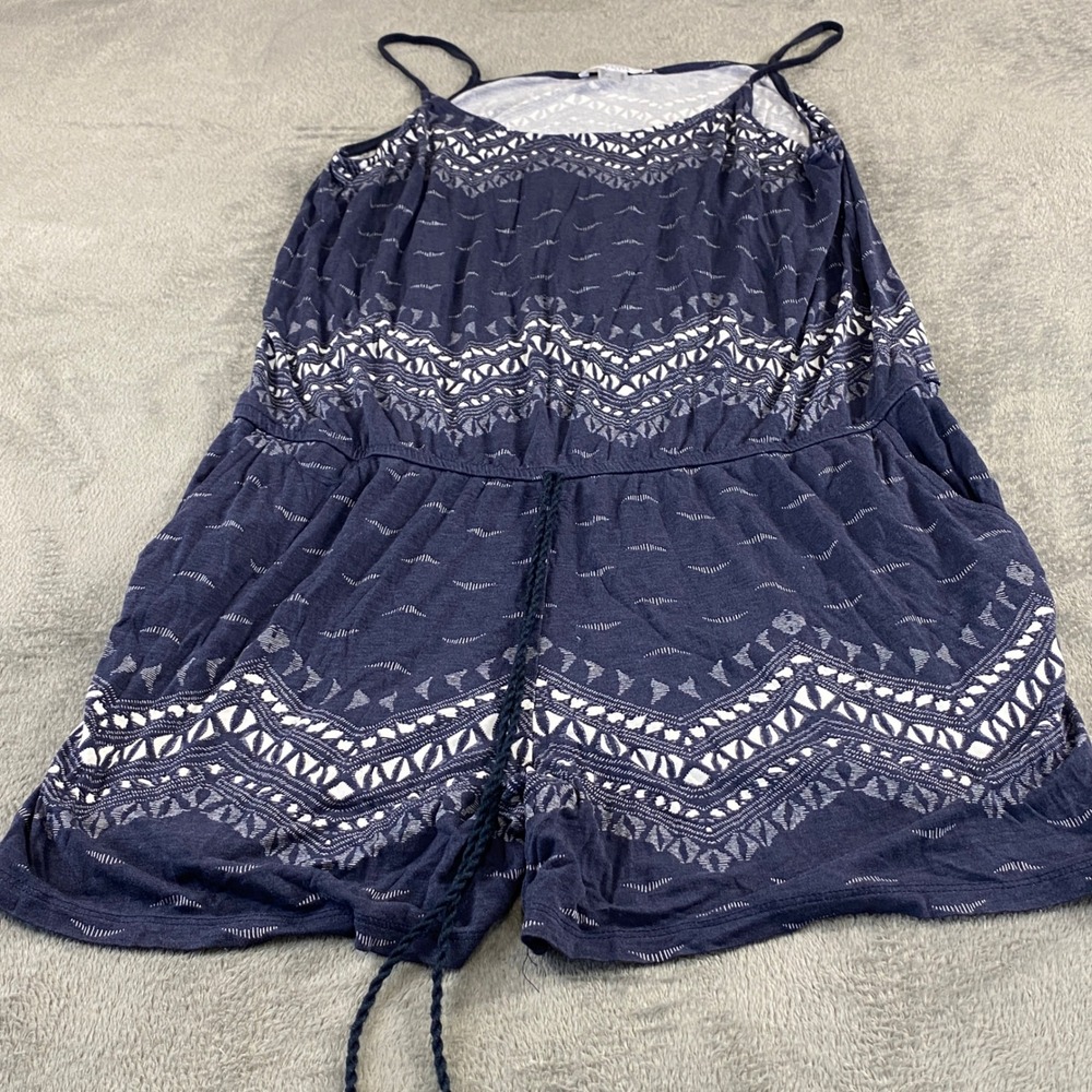 Lascana for Venus Romper Womens L Navy Blue Tribal Print Tassel Drawstring Waist